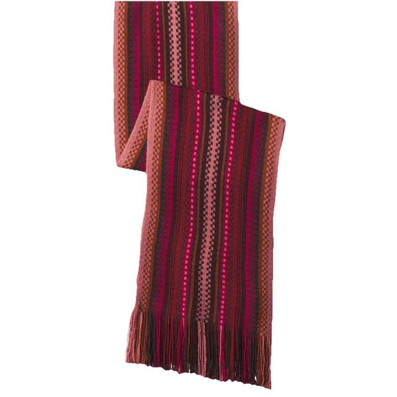 Smartwool Women Striped Wool Scarf Fringe Meadow Line‎ Canyon Rose Pink Size OS - Picture 1 of 12
